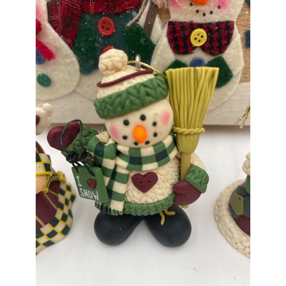 Set Of 5 Handmade Clay Holiday Ornaments With Snowman & Angel Designs Includes G - Picture 6 of 15